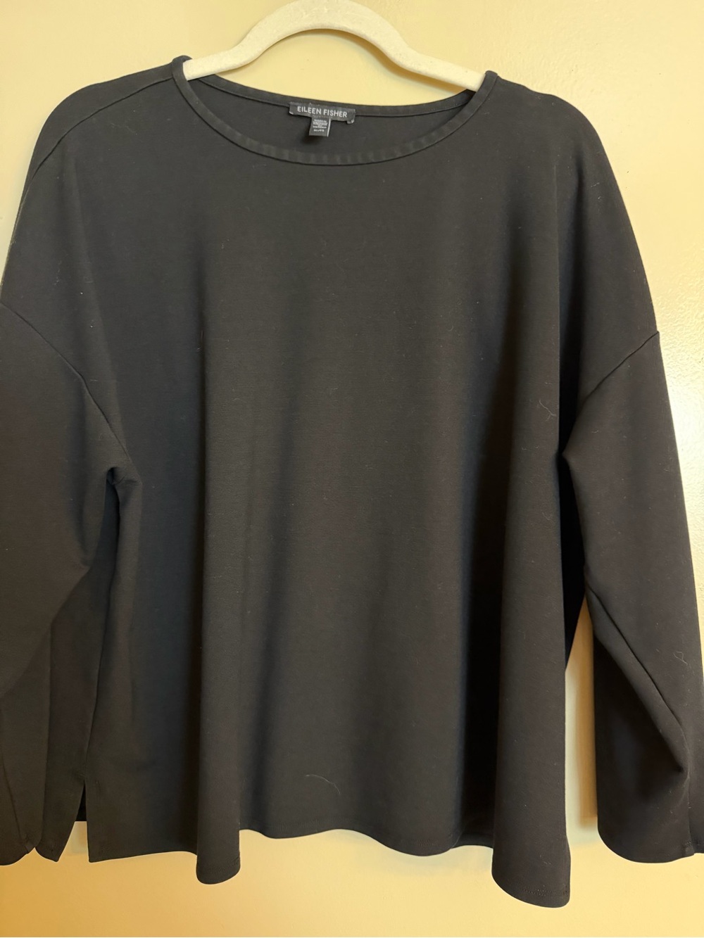 Eileen Fisher Black Long Sleeve Jersey Crew Top